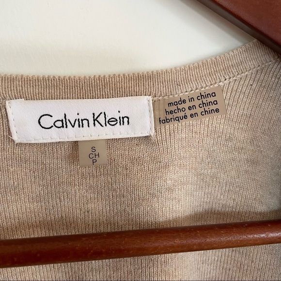 CALVIN Klein Long Waterfall Tan Faux Suede Drape Vest in Small - Picture 5 of 12